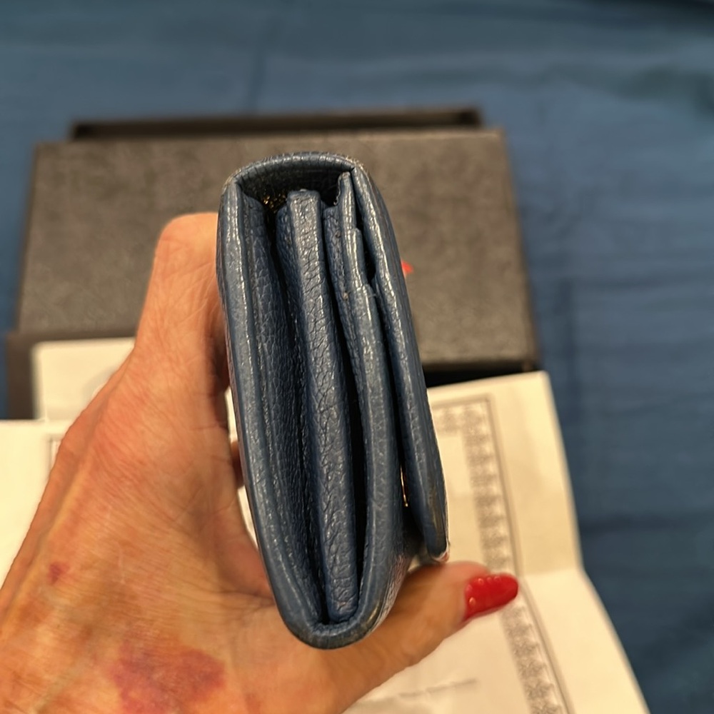 BEAUTIFUL COBALT BLUE PRADA VITELLO DOUBLE LONG WALLET W COA BOX AND CARDS INCL. - Picture 11 of 13
